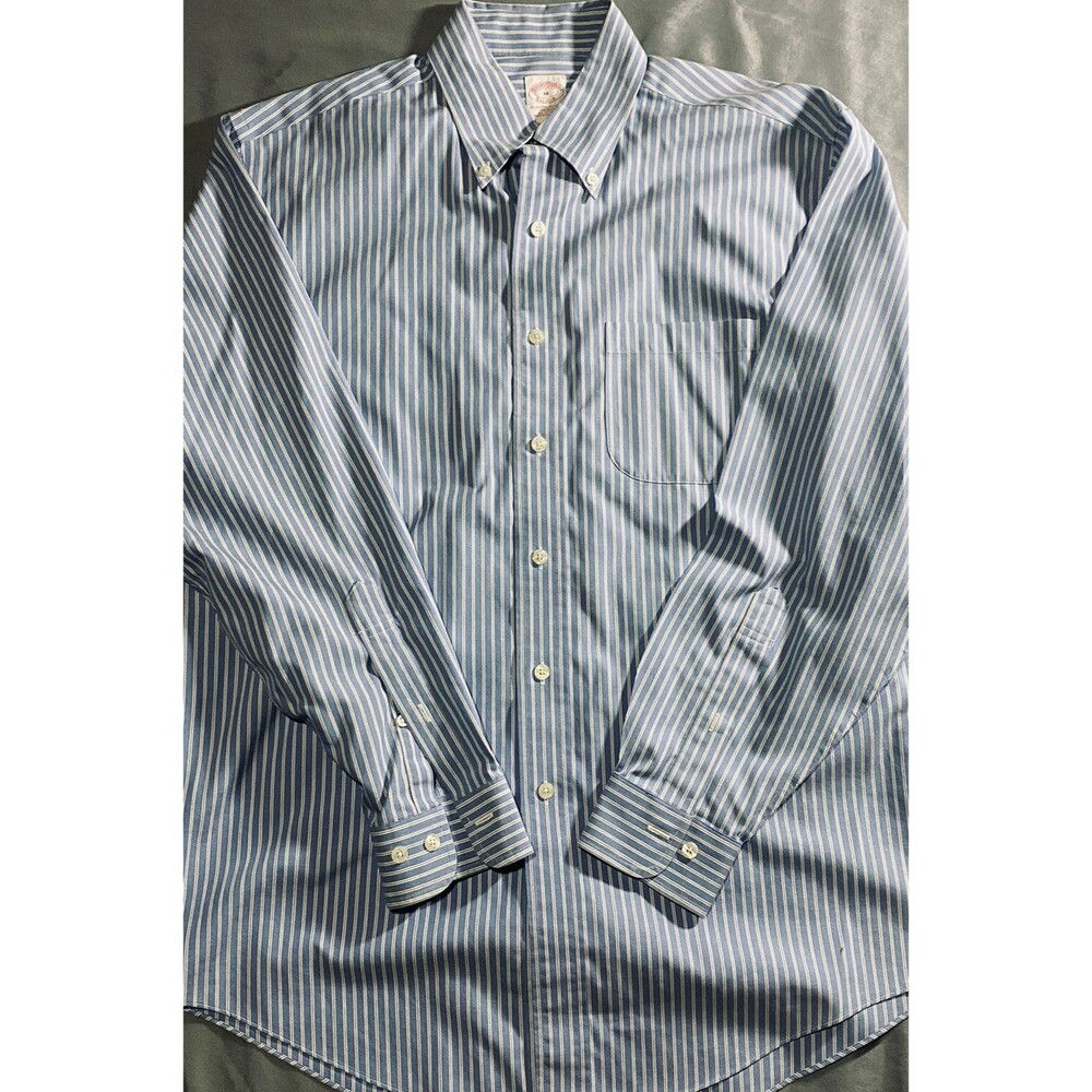 Brooks Brothers Mens Blue White Striped Long Sleeve Button Down Shirt Size M